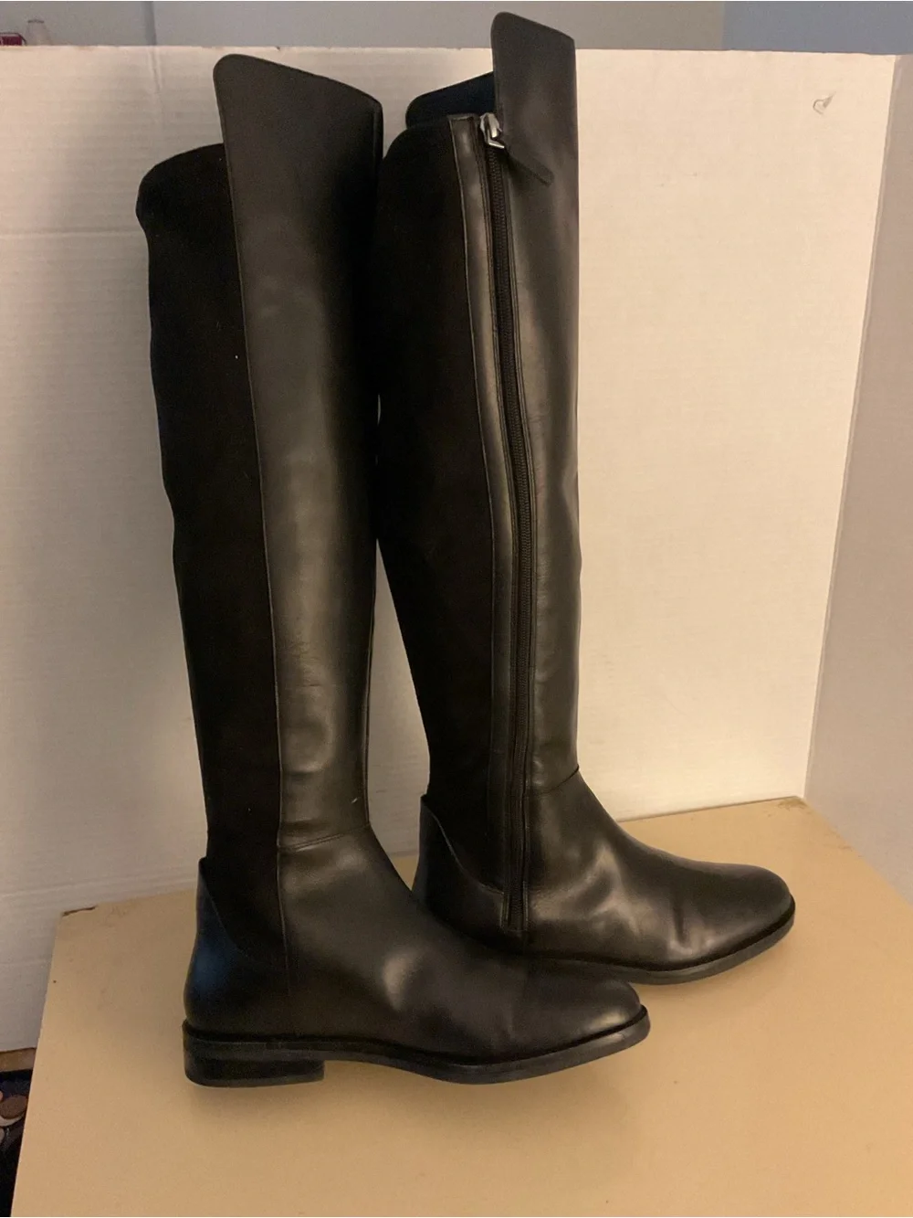 Cole Haan women black leather suede tall Over-the-Knee boots US 8.5